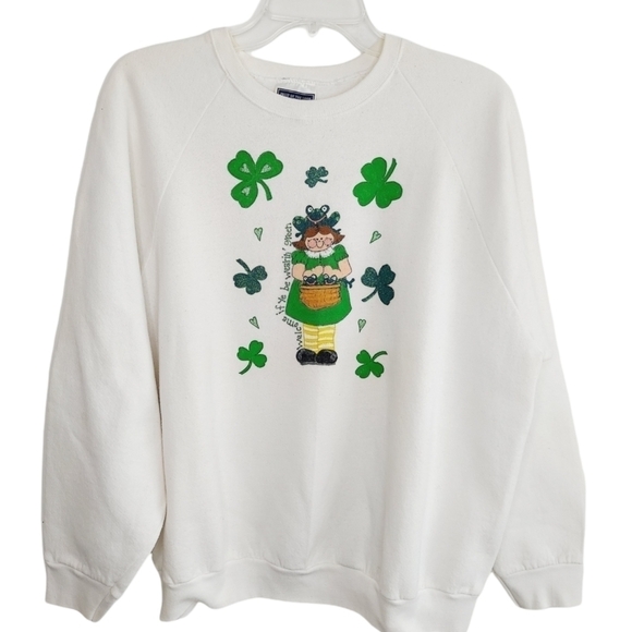 Vintage Fruit of the Loom X-Large St. Patrick's Day Sweatshirt Grannycore 90s - Picture 1 of 10